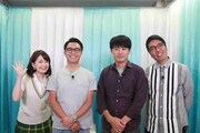 「dTVオリジナル『ゴッドタン』」に出演する、おぎやはぎと劇団ひとり（右から2人目）、松丸友紀テレビ東京アナウンサー（左端）。(c)BeeTV・テレビ東京