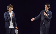 MCを務めた（左から）ザ・ギース高佐、三福エンターテイメント。