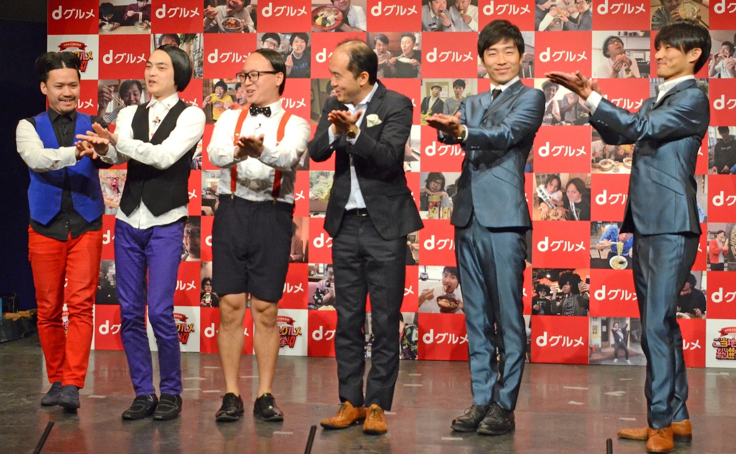 イベントに登場した（左から）ピスタチオ、トレンディエンジェル、ジャルジャル。