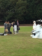 「ダウンタウンのガキの使いやあらへんで!!大晦日年越しスペシャル 絶対に笑ってはいけない科学博士24時!」撮影中の様子。