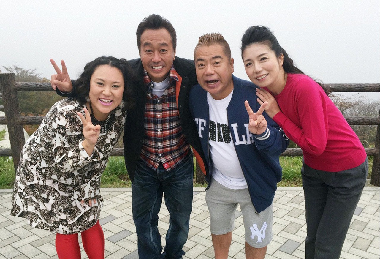 「ポンコツおじさん旅に出る」第4弾に出演するフォーリンラブ・バービー、さまぁ～ず三村、出川哲朗、高橋ひとみ（左から）。(c)テレビ東京