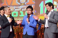 「探偵！ナイトスクープ」で共演している（左から）ハライチ澤部、銀シャリ橋本、スリムクラブ真栄田。