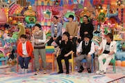 「アメトーーク!」に集結する(前列左から)ハリセンボン、ライス、狩野英孝、(後列左から)しずる、パンサー菅。(c)テレビ朝日