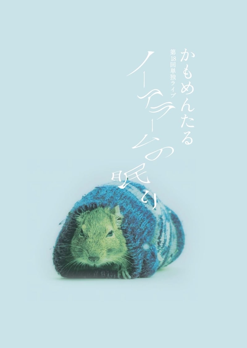 「かもめんたる第18回単独ライブ『ノーアラームの眠り』」チラシ表面。