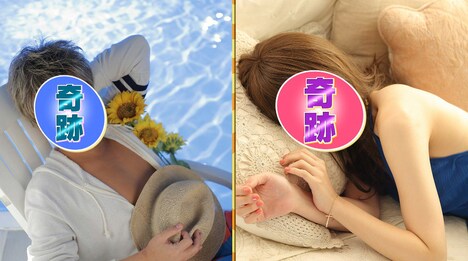 「奇跡の一枚」で変身する（左から）銀シャリ橋本、鳥居みゆき。(c)テレビ朝日