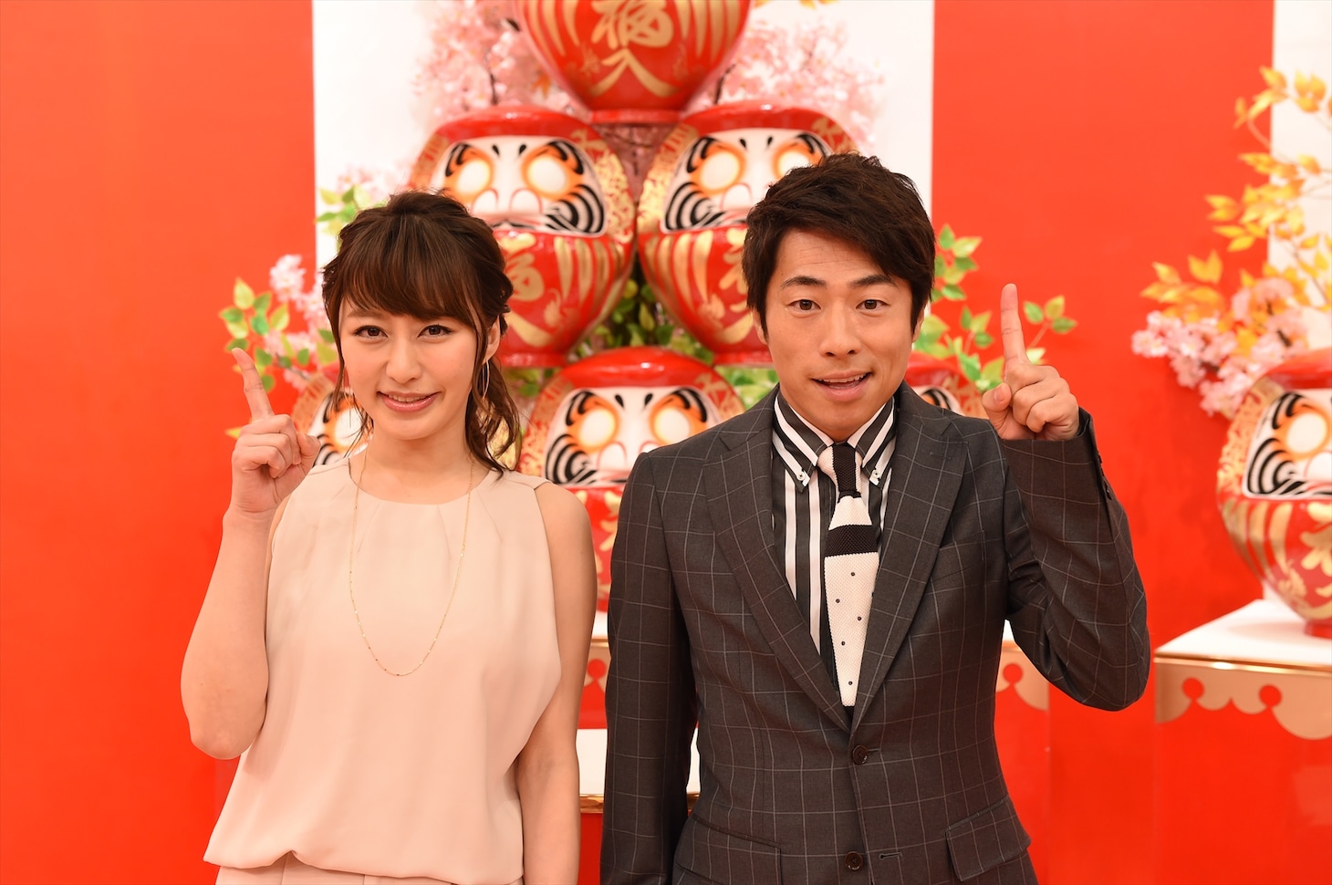 ロンドンブーツ1号2号・田村淳と枡田絵理奈（左）。(c)TBS