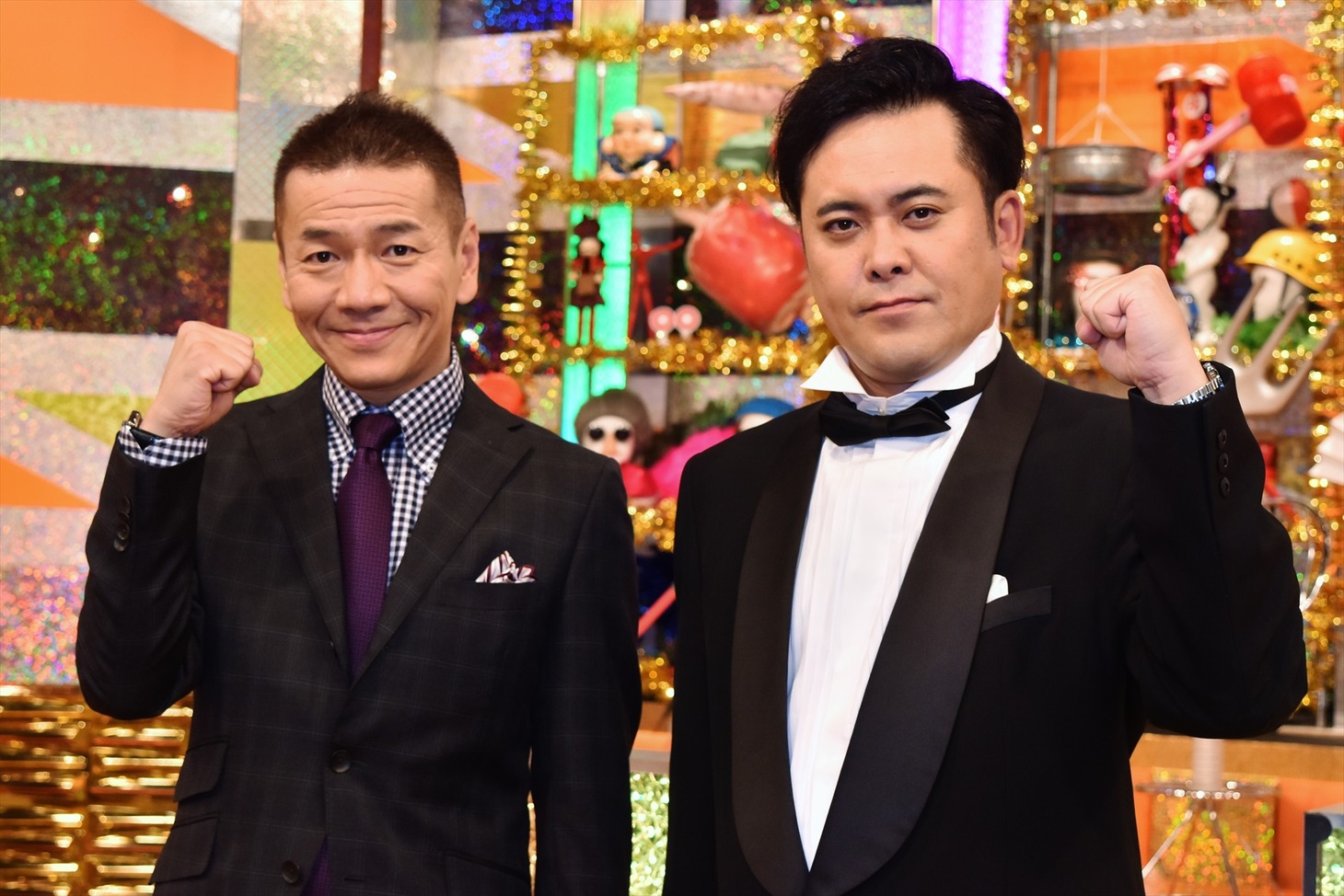 「くりぃむしちゅー特番 芸能界最強！お笑いマニア王決定戦」に出演する、くりぃむしちゅー。