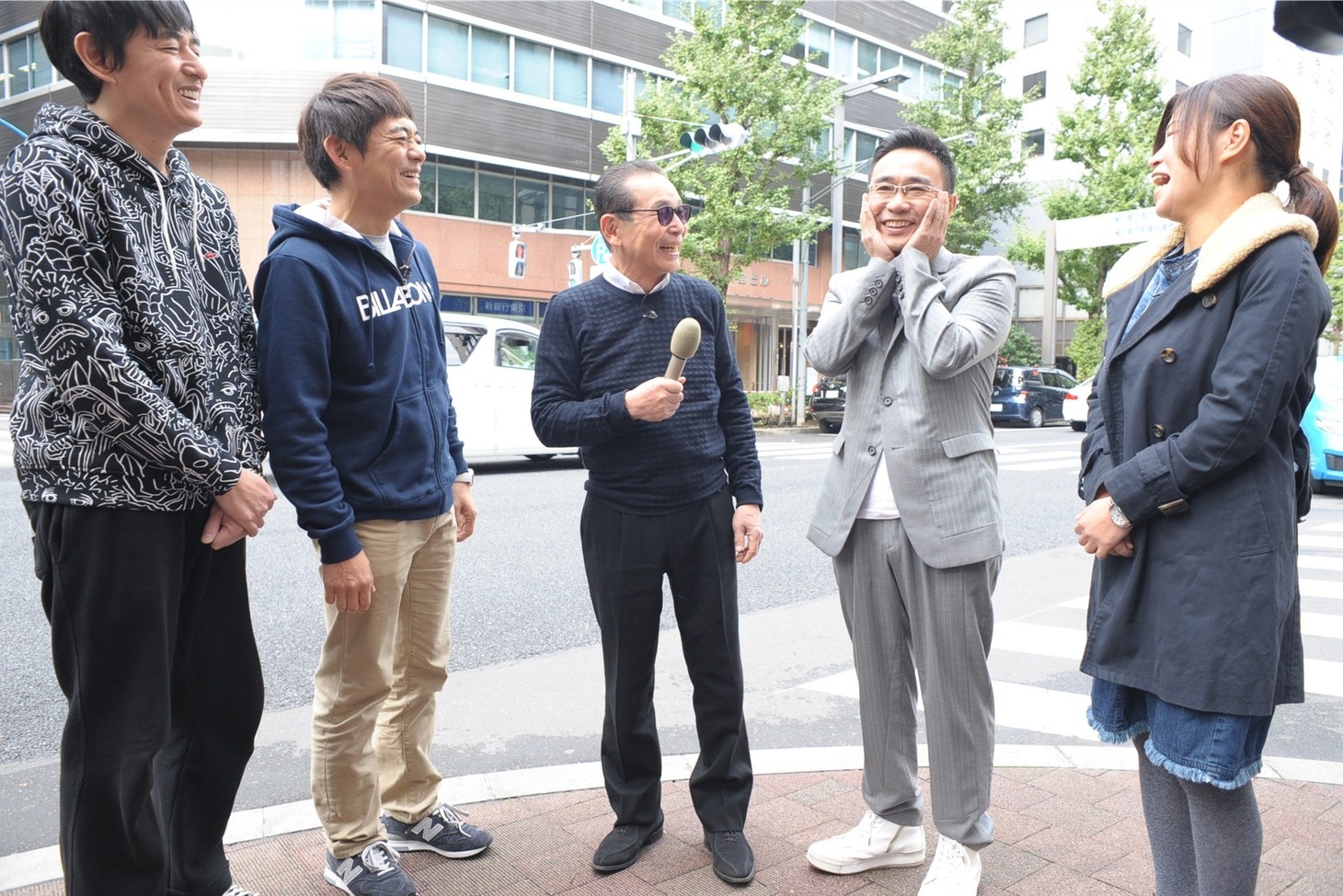 （左から）博多華丸・大吉、タモリ、八嶋智人、大久保佳代子。(c)テレビ朝日