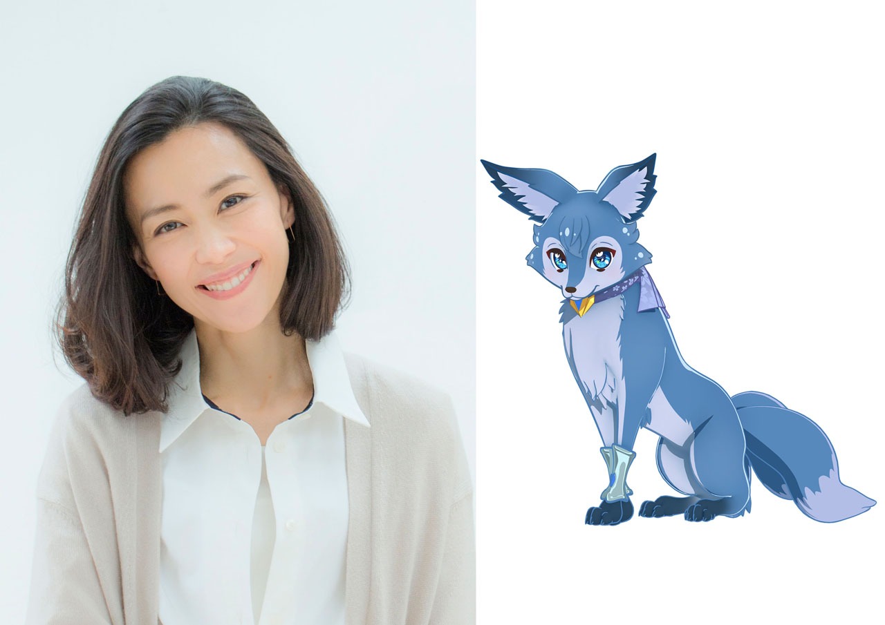 木村佳乃（左）、キツネのシズク（右）。
