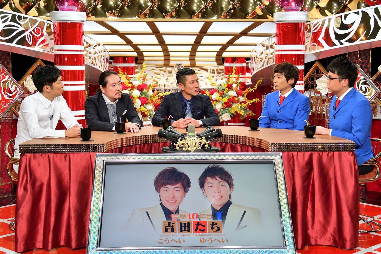 吉田たちら若手漫才師についてトークする（左から）NON STYLE石田、笑い飯、銀シャリ。(c)MBS