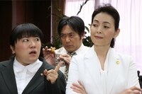 （左から）森三中・黒沢、渡辺いっけい、財前直見。(c)テレビ朝日