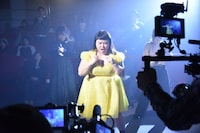 映画「ラ・ラ・ランド」のCM撮影に臨む渡辺直美。