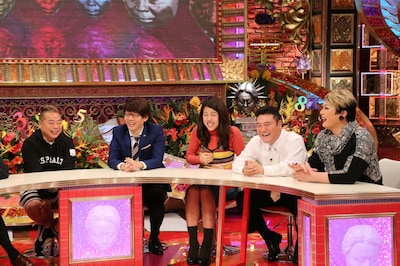 「有吉弘行のダレトク!?」に出演する（左から）出川哲朗、三四郎・小宮、横澤夏子、アンタッチャブル山崎、ナジャ・グランディーバ。(c)関西テレビ