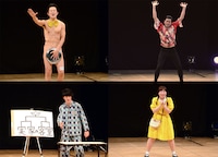 「R-1ぐらんぷり2017」準決勝でネタを披露した（左上から時計回りに）アキラ100%、守谷日和、石出奈々子、霜降り明星・粗品。