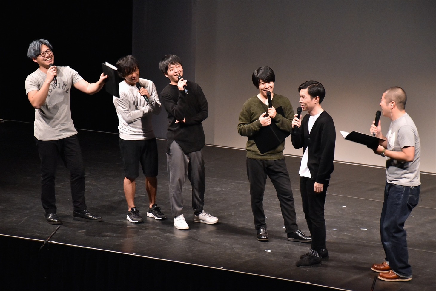 「仁義なきネタライブ」に出演する、（左から）アルコ＆ピース、うしろシティ、ハライチ。