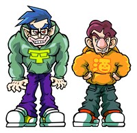 「勇者ああああ」でMCを務めるアルコ＆ピースのイラスト。(c)テレビ東京