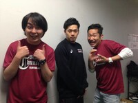 上々軍団と川崎ブレイブサンダースのキャプテン・篠山竜青選手。