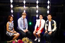 左から曽田茉莉江、鈴木おさむ、ザ・パーフェクト。(c)BSフジ