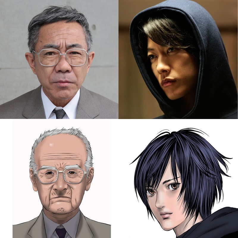 「いぬやしき」のキャスト。左から木梨憲武、佐藤健。(c)奥浩哉・講談社／アニメ「いぬやしき」製作委員会