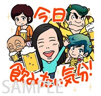 LINEスタンプ「うる星やつら×よしもと女芸人」のイメージ。
