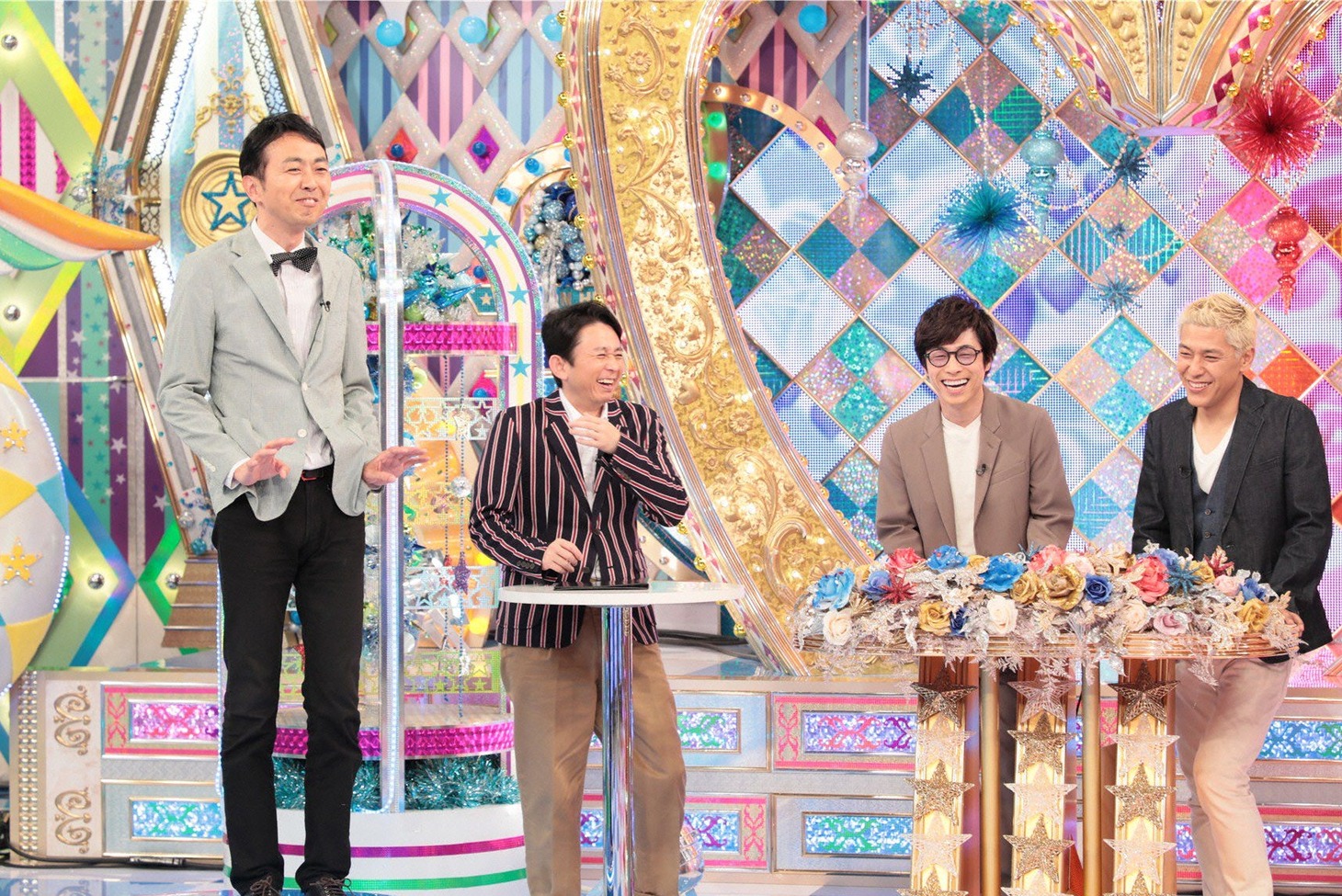 （左から）アンガールズ田中、有吉弘行、ロンドンブーツ1号2号。(c)テレビ朝日