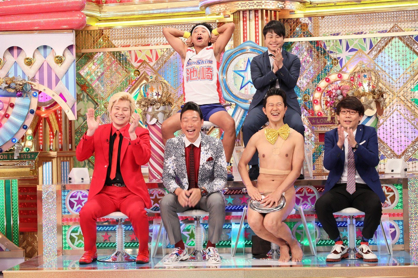 「金曜★ロンドンハーツ」の「2017上半期急上昇芸人 世間のイメージ番付」に出演する芸人たち。(c)テレビ朝日
