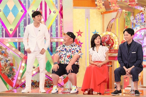 （左から）NON STYLE石田、ANZEN漫才あらぽん、小島瑠璃子、有吉弘行。(c)テレビ朝日