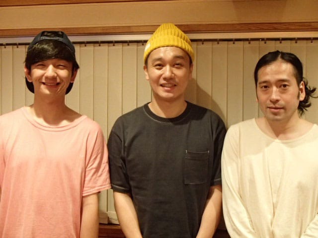 「又吉・児玉・向井のあとは寝るだけの時間」に出演する（左から）パンサー向井、サルゴリラ児玉、ピース又吉。(c)NHK