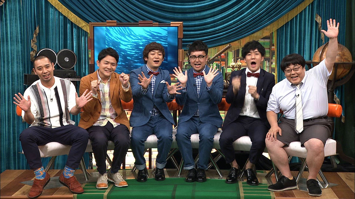 バラエティ特番「一度でいいから見てみたい!!」に出演する（左から）千鳥、銀シャリ、タイムマシーン3号。(c)フジテレビ