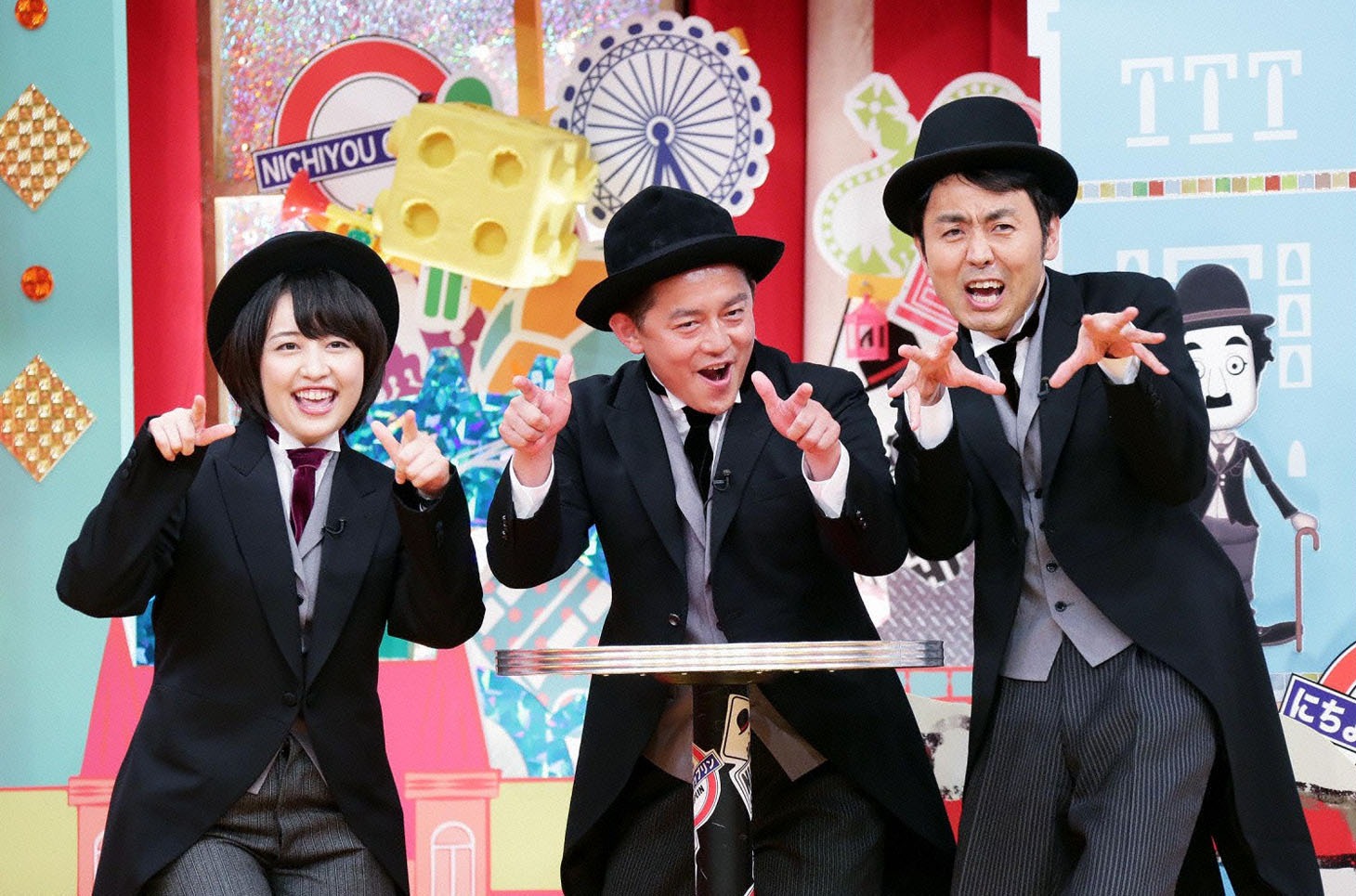 左から、「これからチャップリン」を担当する相内優香アナ 、スピードワゴン井戸田、アンガールズ田中。