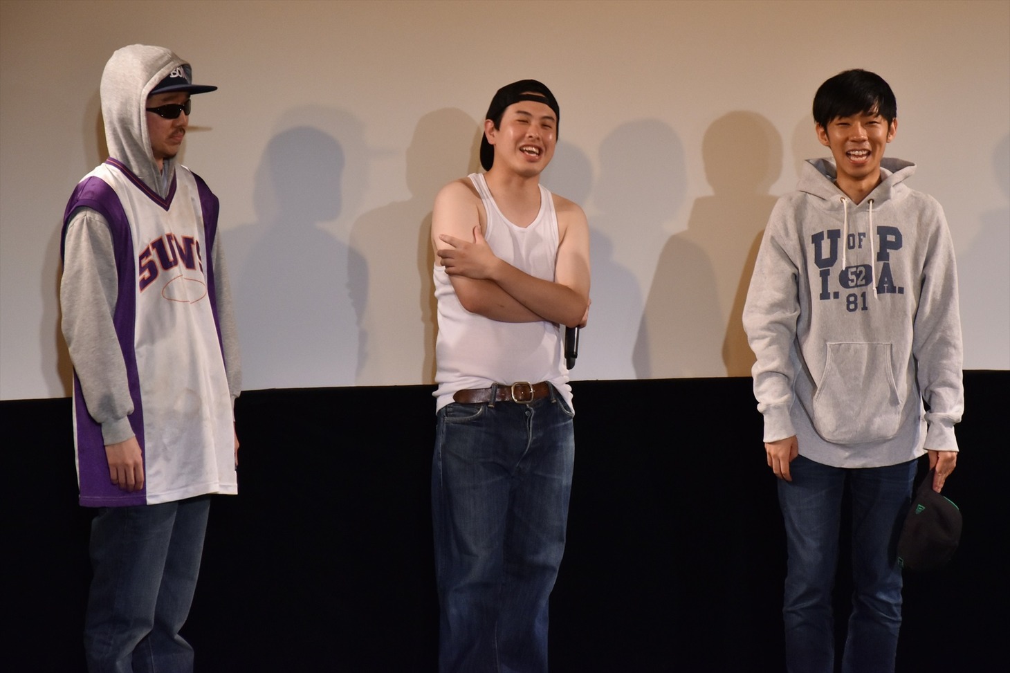 第3回単独ライブ「トンツカタンI～君の笑顔の為だけに～」に出演したトンツカタン。写真は公演後のおまけとしてラップバトルのネタを披露し終えたあとの様子。