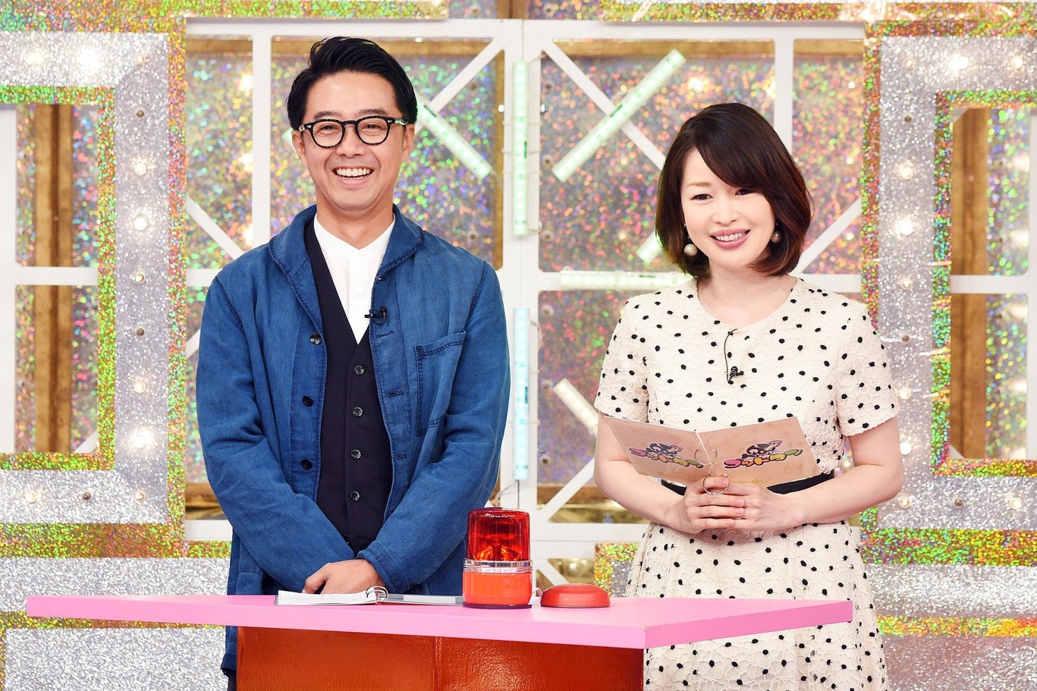 「マジギライ1/5 真のマジ嫌われ芸人ナンバーワン決定戦」に出演する（左から）おぎやはぎ矢作と松丸友紀（テレビ東京アナウンサー）。(c)テレビ東京
