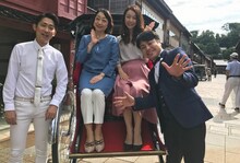 左からNON STYLE石田、麻丘めぐみ、宮崎宣子、NON STYLE井上。