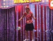 オファーシリーズ第4弾より、「新春かくし芸大会」で中国ゴマに挑戦するナインティナイン岡村。(c)フジテレビ