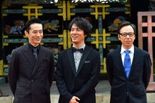 左から、「火花」の三浦誠己、桐谷健太、板尾創路監督。