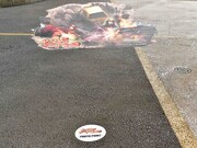 いちょう坂で展開されている「戦闘車」のトリックアート。