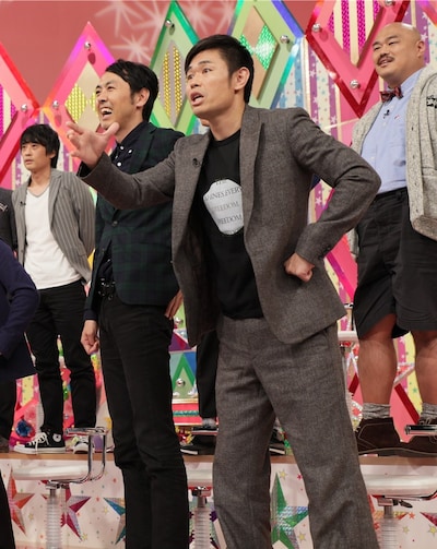 「深夜でロンドンハーツ」に“嫌われ系芸人”として出演する（左から）フルーツポンチ村上、アンガールズ田中、品川庄司・品川、安田大サーカス・クロちゃん。(c)テレビ朝日