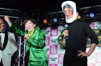 ニセの小池百合子都知事と安倍晋三。