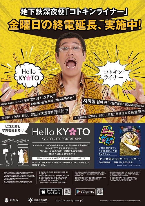 コトキン・ライナーとHello KYOTOのPRポスター。