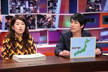 「採用！フリップNEWS」に出演する（左から）横澤夏子、麒麟・川島。(c)中京テレビ