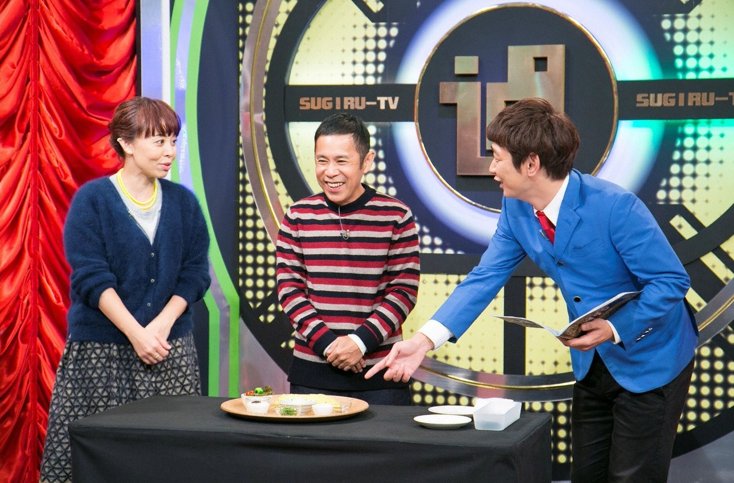「なるみ・岡村の過ぎるTV」に出演する、（左から）なるみ、ナインティナイン岡村、銀シャリ鰻。(c)ABC