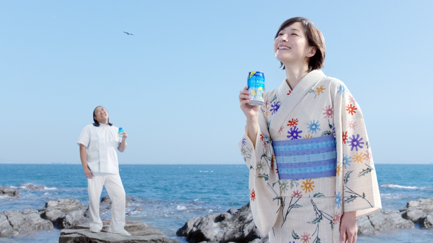 「のんある気分」の新CM「温泉上がりでスッキリ篇」のワンシーン。
