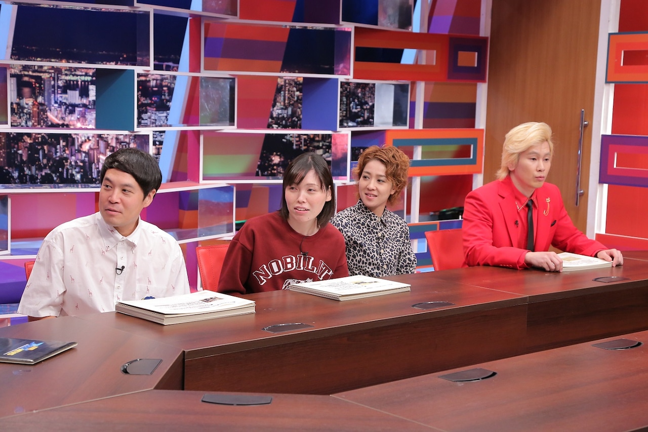 （左から）タカアンドトシ・タカ、尼神インター、メイプル超合金カズレーザー。(c)中京テレビ