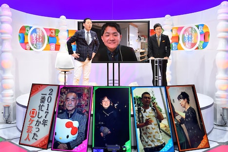 中継先の千鳥とトークする東野幸治（左）と浅越ゴエ（右）。(c)MBS