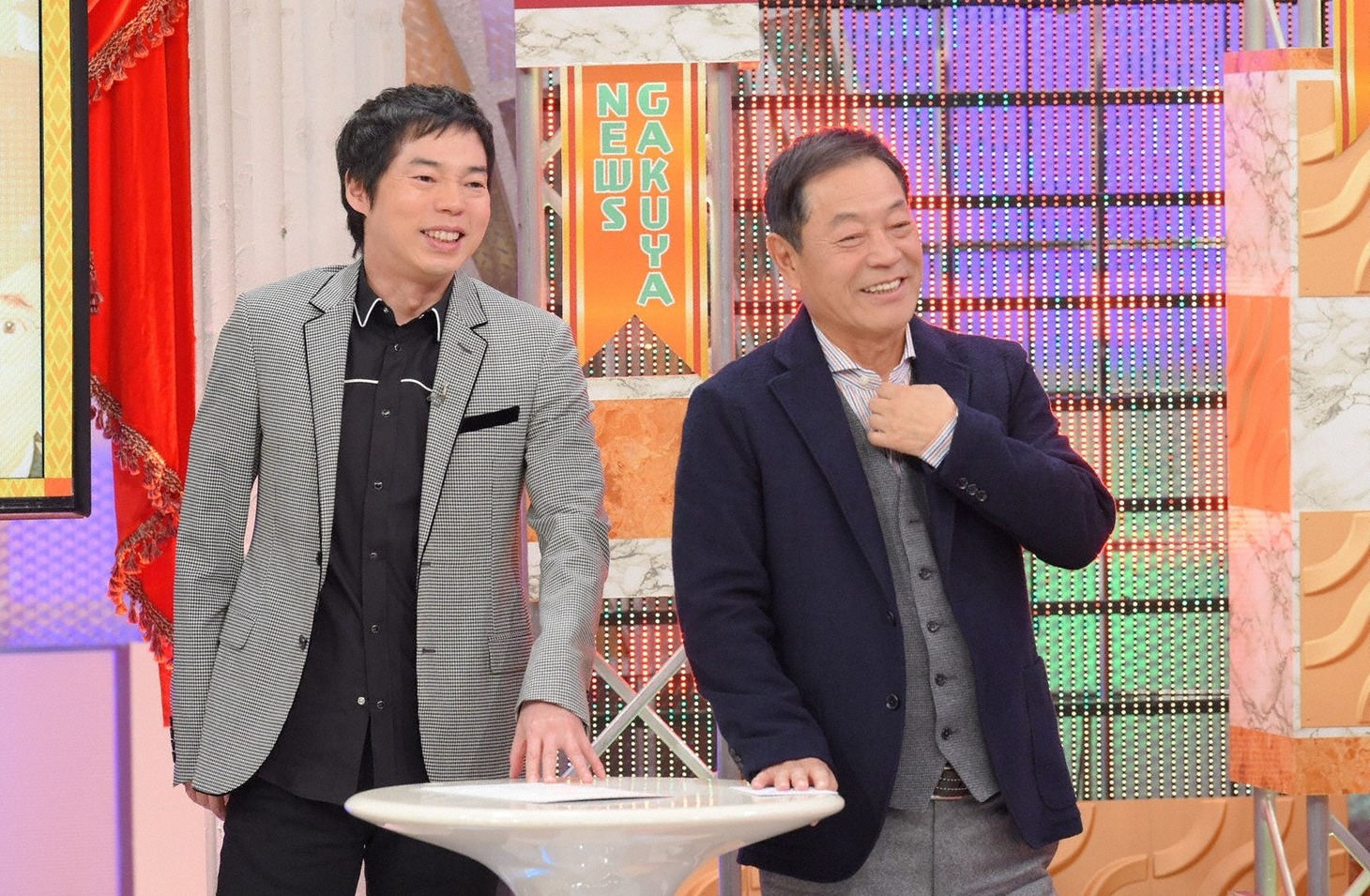 「八方・今田のよしもと楽屋ニュース2017」MCの（左から）今田耕司、月亭八方。(c)ABC