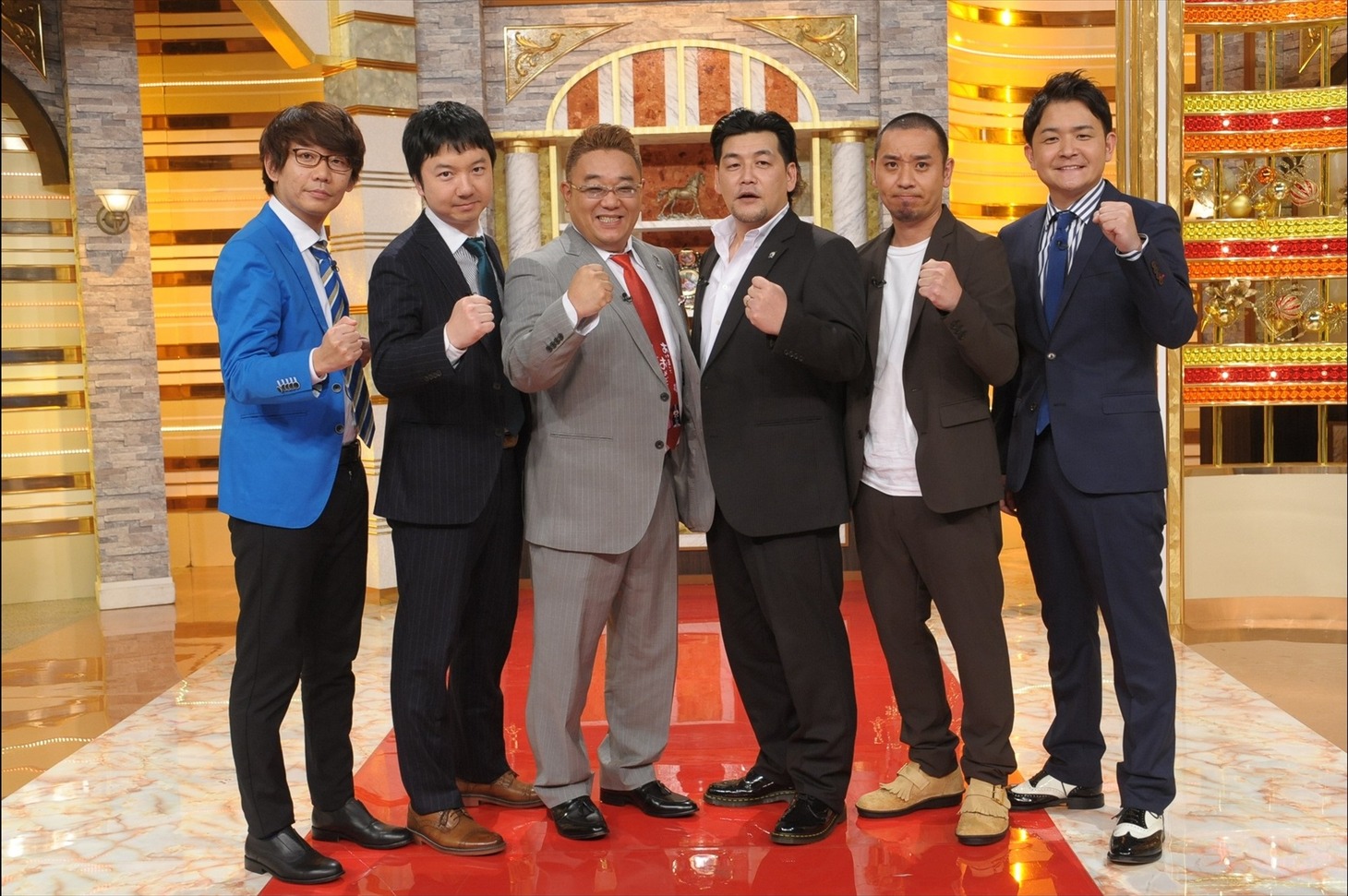 （左から）三四郎、サンドウィッチマン、千鳥。(c)テレビ朝日