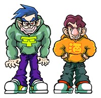 「勇者ああああ」でMCを務めるアルコ＆ピースのイラスト。