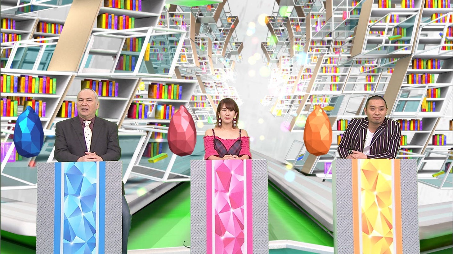 解答者の（左から）モーリー・ロバートソン、岡井千聖、千鳥・大悟。(c)日本テレビ