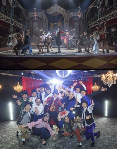 映画「グレイテスト・ショーマン」とコラボする「グレイテスト・よしもと・ショーマン」の芸人たち（下段）。(c)2018 Twentieth Century Fox Film Corporation