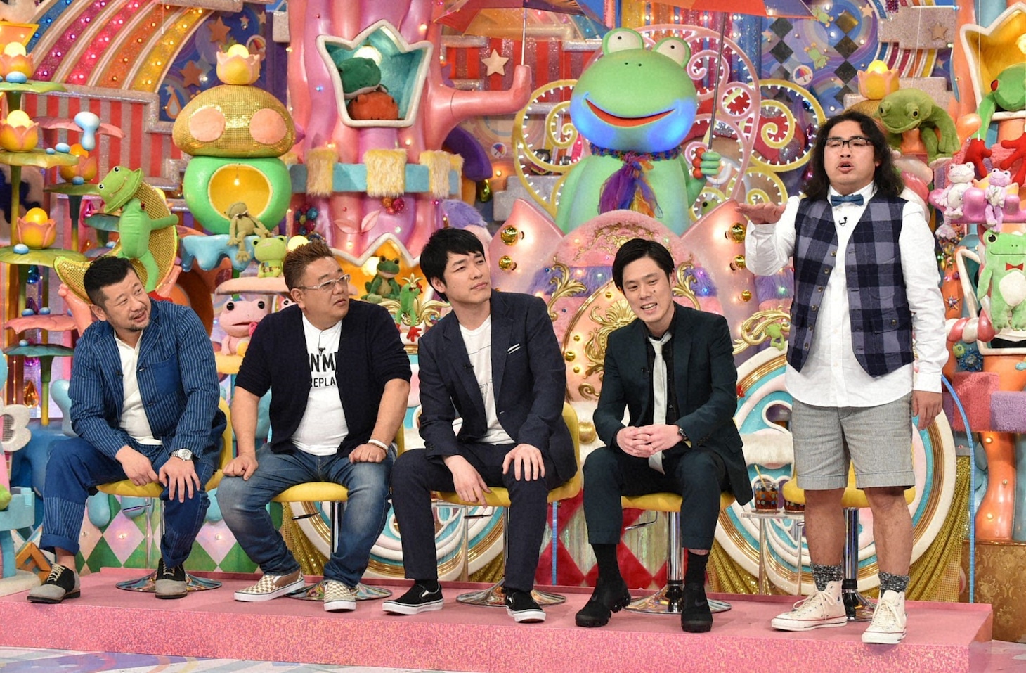 新企画「しゃべり出し決まってるトーーク」に挑む（左から）ケンドーコバヤシ、サンドウィッチマン伊達、麒麟・川島、井下好井・好井、ロッチ中岡。(c)テレビ朝日